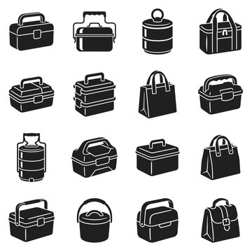 Collection of Various Bags and Containers Icons.