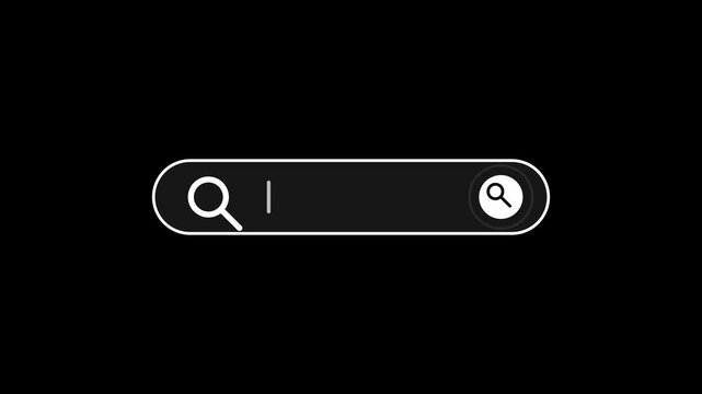 Search Bar Typing Animation with Magnifying Glass on Black Background 4K