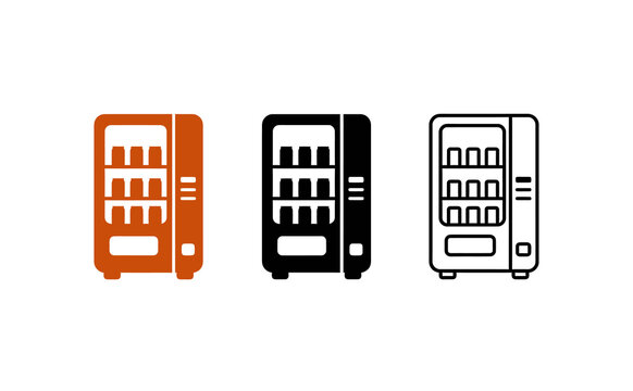 Minimalist vending machine icon set featuring three styles against white background