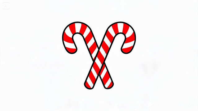Pair of Red and White Striped Holiday Candy Canes Illustrated Icon Set for Christmas Decorative Designs