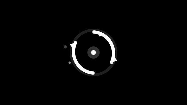 Circular Sync Arrows Animation on Black Background, Data Refresh and Reload Icon 4K