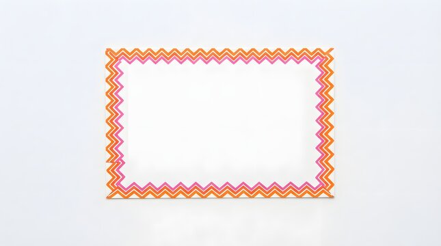 Blank paper card with zigzag border isolated on white background