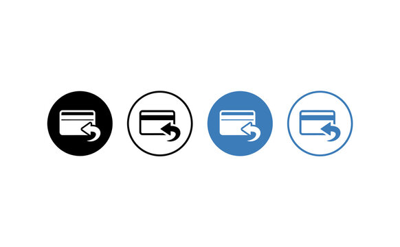 Minimalist credit card refund icons set featuring payment return symbols against white