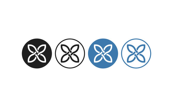 Minimalist floral knot icon set featuring four circular geometric vector designs