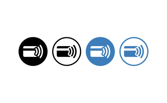 Minimalist contactless payment card icons set featuring various styles