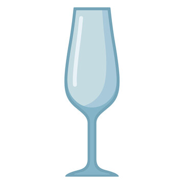 Empty champagne flute glass icon vector flat design isolated on white background