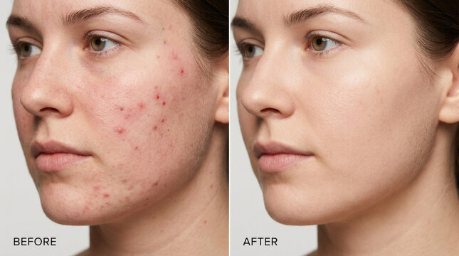 Acne treatment comparison: before and after clear skin transformation