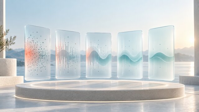 Futuristic Health Data Panels Visualizing Progress Toward Better Recovery