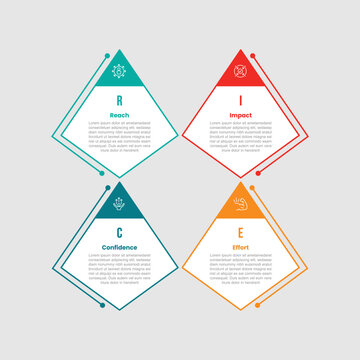 rice infographic template with center circle pacman wedge quadrant wheel, flat style