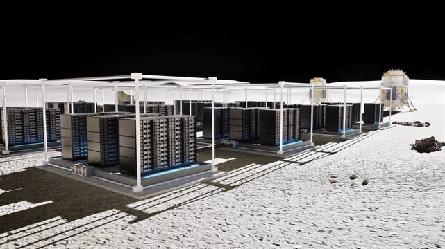 3d rendering data center on mars with server racks for interplanetary computing 4k footage