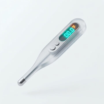 3D Translucent Digital Clinical Thermometer with LED Display and Fever Check Icon