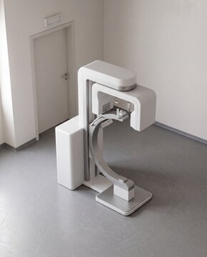 Modern dental panoramic x ray scanner equipment in an empty clinic