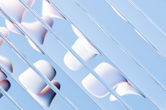 3D Geometric Glass Pattern in a Cool Blue Gradient