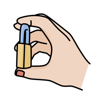 image of a hand showing a locked padlock