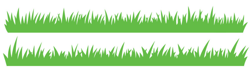 Obraz premium Green grass border icon set. Lawn meadow blades symbol. Simple vector pictogram for nature environment, garden landscaping, eco field, pasture background and interface design.