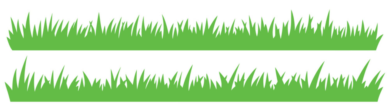 Green grass border icon set. Lawn meadow blades symbol. Simple vector pictogram for nature environment, garden landscaping, eco field, pasture background and interface design.
