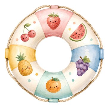 Lifebuoy fruit decoration on white background