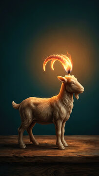 A candle made by a goat, the flame of which looks like flaming horns