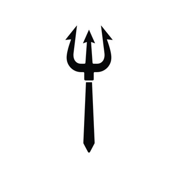 Black silhouette of a devil trident for Halloween.
