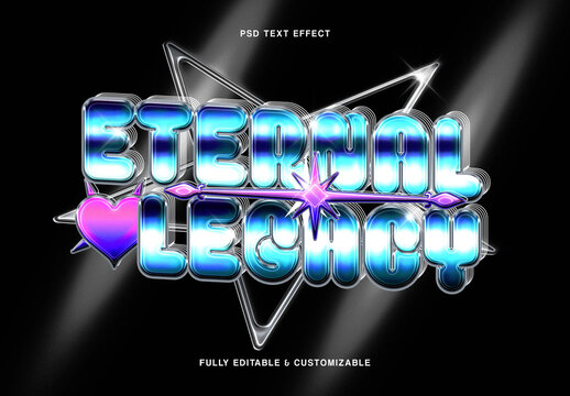 Cyber Y2K Blue Chrome Text Effect