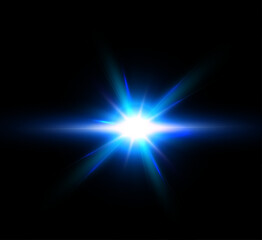 Obraz premium Bright Christmas star with radiant blue glow and shining beams, symbolic Bethlehem light for holiday, New Year and nativity design, vector.