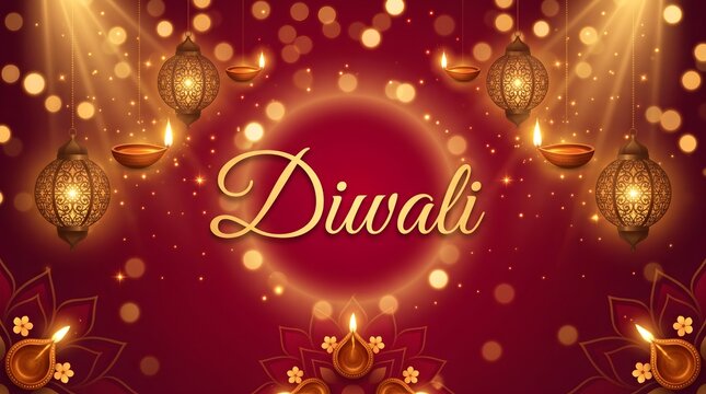 Beautiful diwali background with glowing lights and traditional oil lamps for festive celebrations
