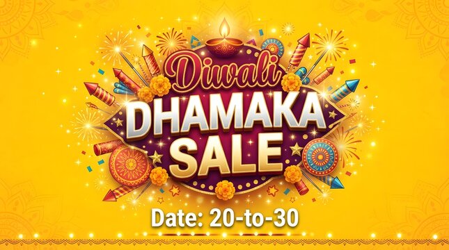 Diwali dhamaka sale promotional banner with date