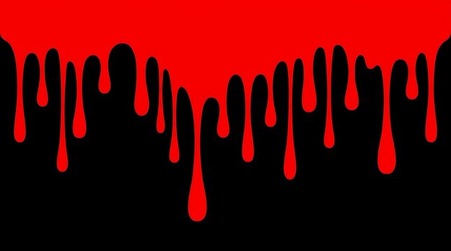 Bright red paint dripping downward across a deep dark black background in a simple graphic style
