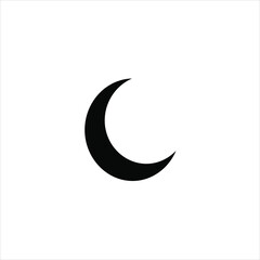 Moon crescent icon, black and white vector silhouette, minimal elegant design.   © NaffatulJannat