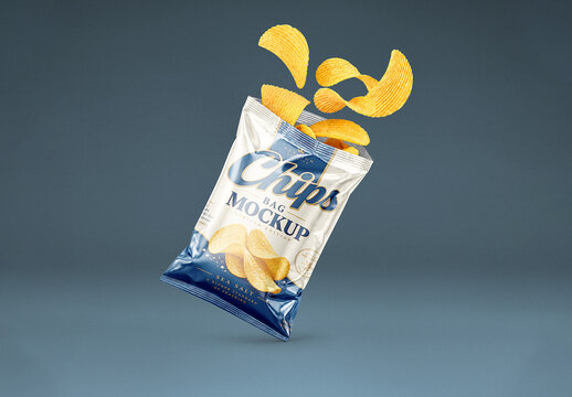 Silver Foil Snack Bag Mockup