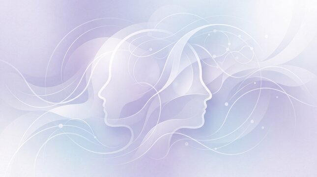 Abstract Human Profile Silhouettes Representing Mindfulness and Connection