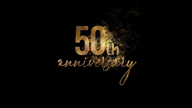 Golden Banner Happy 50th Anniversary, gold particles and ashes