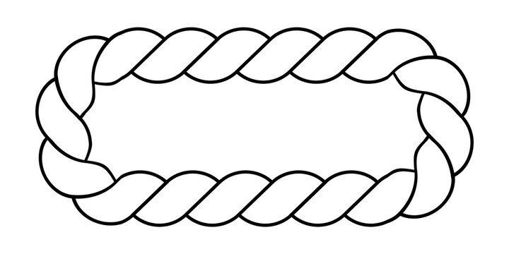 Rope border frame, twisted nautical rope design element, isolated on transparent background