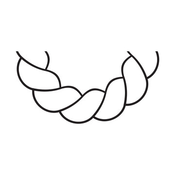 Hand drawn braided rope or hair plait vector illustration isolated on transparent background