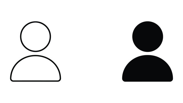 User profile avatar icon set featuring simple outline and solid circular silhouettes