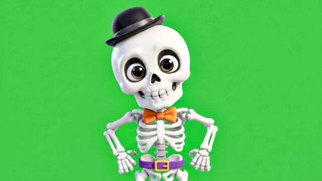 Cute Skeleton Walking Halloween Character Animation