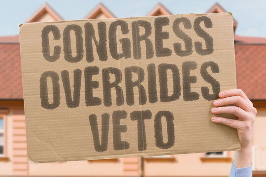 "Congress overrides veto" Lawmakers attempt to block presidential rejection of cryptocurrency legislation. LEGISLATION. CONGRESS. VETO. CRYPTO. OVERRIDE.