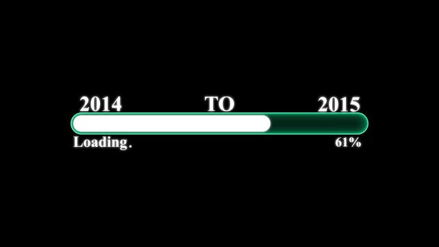 New year transition loading bar 2014 to 2015 digital progress animation