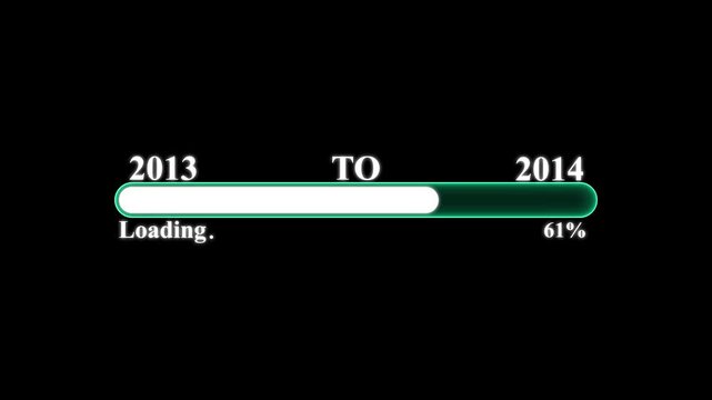 New year transition loading bar animation 2013 to 2014 progress indicator progress bar