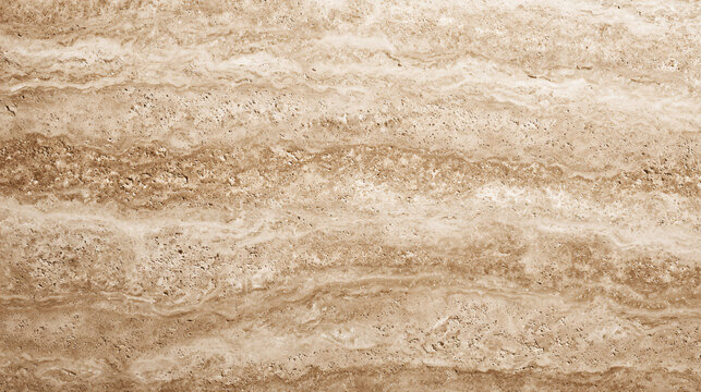 Beige travertine stone surface showcases horizontal layered mineral textures suitable for luxury wall cladding.