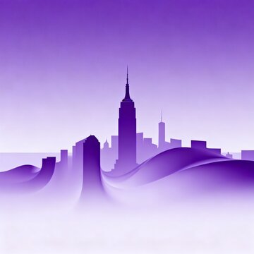 Purple Gradient Abstract City Skyline Silhouette