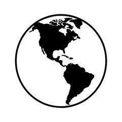Obraz premium World Globe Icon with Americas Silhouette in Circle