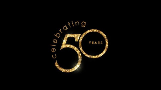 Beautiful Golden 50th Anniversary Congratulations Banner, Gold and Star Style with Transparent Background