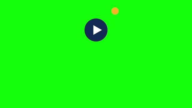 Play Circle Button bouncing back and forth plus an accent dot, Green Screen Loop Animation