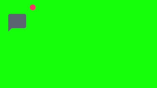 Chat Bubble Icon hopping across the screen plus an accent dot, Green Screen Loop Animation
