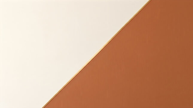 Abstract geometric background with divided diagonal sections in cream and brown colors with golden separator