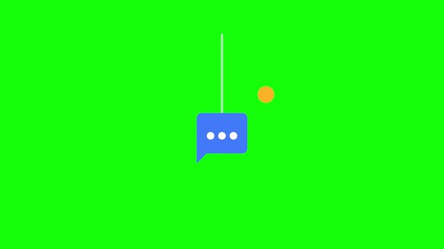 Chat Bubble with Dots swinging like a pendulum plus an accent dot, Green Screen Loop Animation