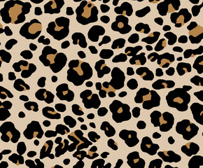 Seamless leopard print pattern, jaguar skin texture background, cheetah animal print fabric design. © SUNAKKO