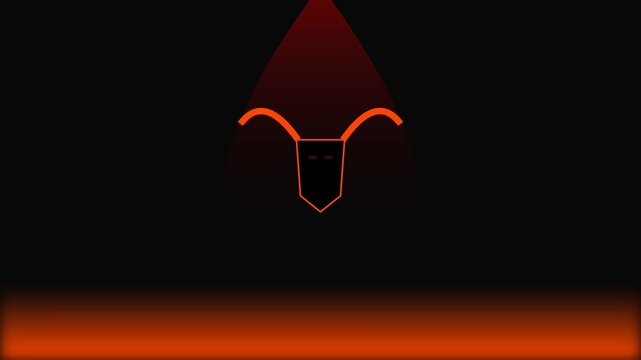 Abstract neon ram head pattern on black background