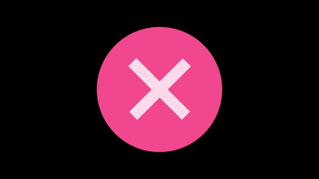 Pink Circle X Icon, Minimalist Design Element. Simple Graphic Symbol, Error or Cancel Sign